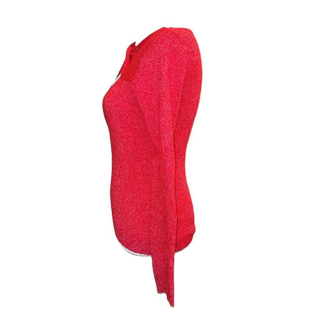 Jessica Simpson Red Sweater Women’s Cleavage Twist Stretch Tight Fit Size Medium - Picture 4 of 6